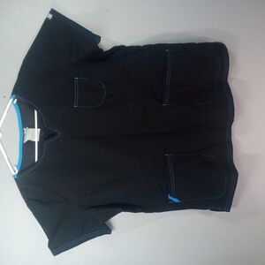 Butter Soft By UA Black Scrub Top with Blue Accents Size XL